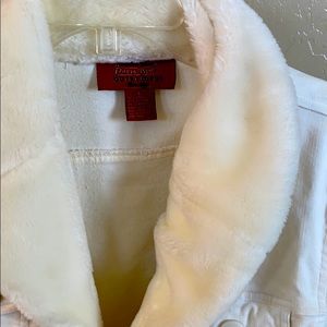 White fur denim jacket
